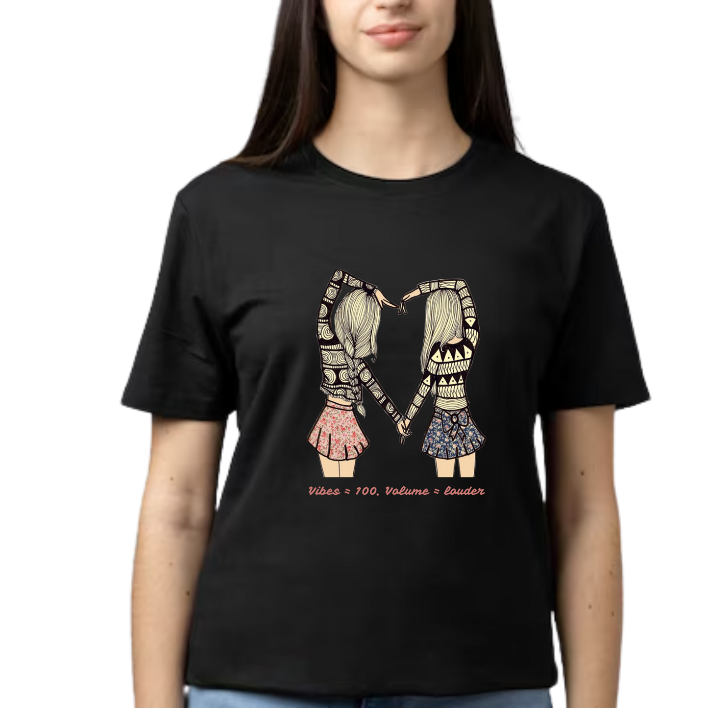 Women Printed Cotton T Shirt | Round Neck | Half Sleeves| 100% Cotton | Regular Fit T-Shirt | Teen | Teen Vibes