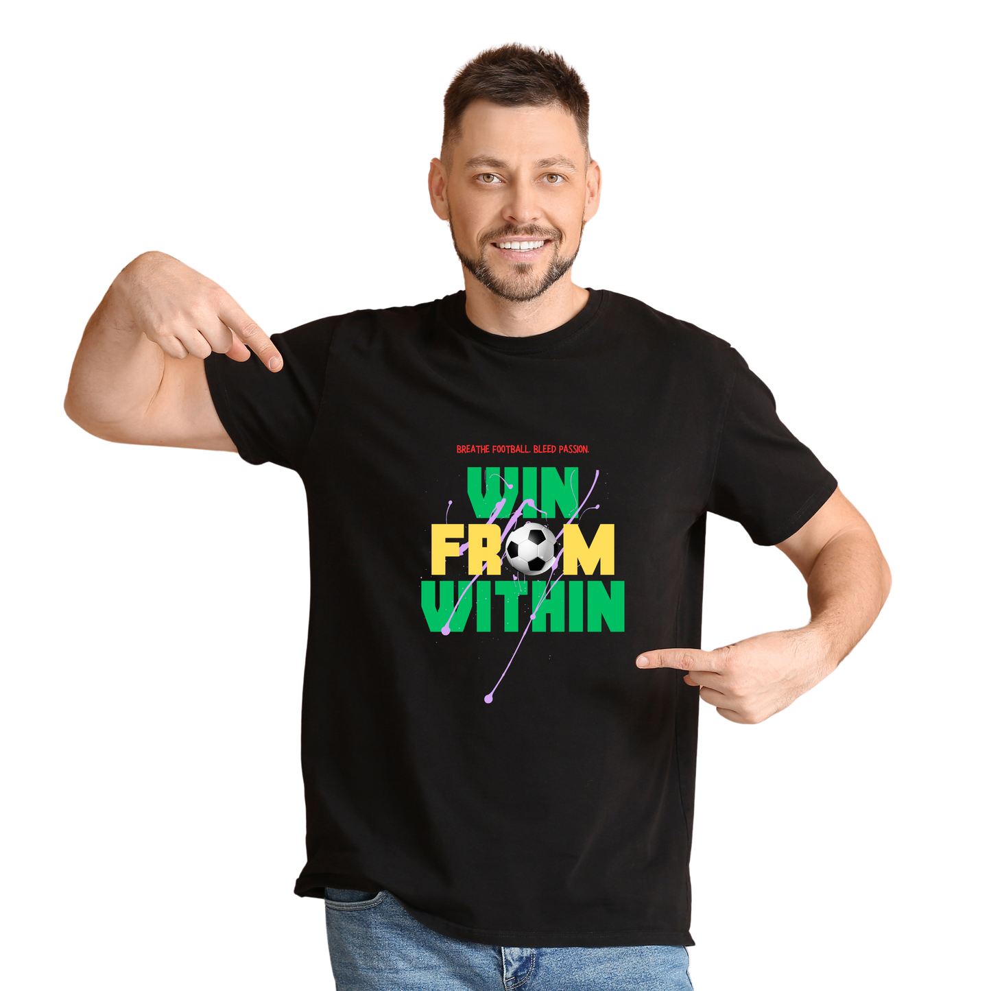 Men’s Printed Cotton T Shirt | Foot Ball |Round Neck | Half Sleeves|100% Cotton | Regular Fit T-Shirt | Teens | Teen Vibes