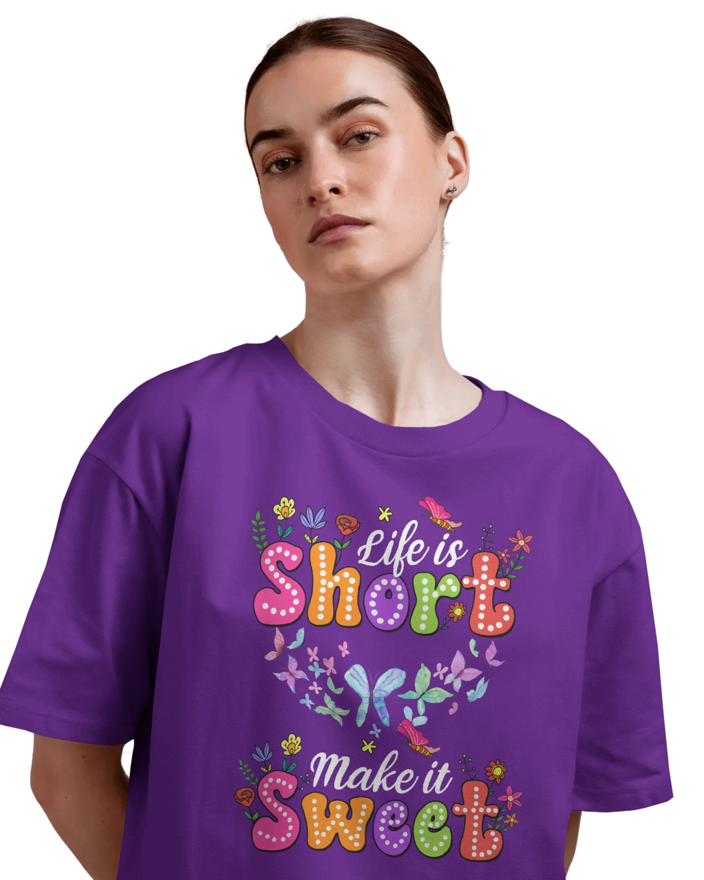 Women Oversize Tee | Printed | 100% Cotton T Shirt | Round Neck | Half Sleeves| Designed by NEOX | Vibrant Colors