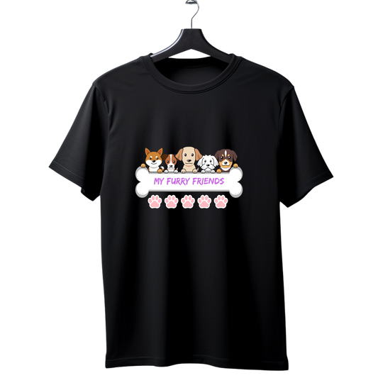 Unisex Printed Cotton T Shirt | Dog Lovers | Round Neck | Half Sleeves|100% Cotton Regular Fit T-Shirt | Women | Men |