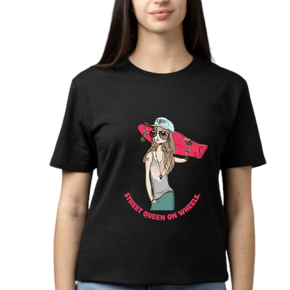 Women Printed Cotton T Shirt | Round Neck | Half Sleeves| 100% Cotton | Regular Fit T-Shirt | Teen | Teen Vibes