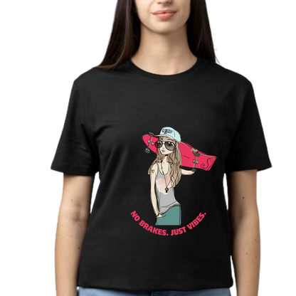 Women Printed Cotton T Shirt | Round Neck | Half Sleeves| 100% Cotton | Regular Fit T-Shirt | Teen | Teen Vibes