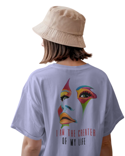 Women Oversize Tee | Printed | 100% Cotton T Shirt | Round Neck | Half Sleeves| Designed by NEOX | Vibrant Colors