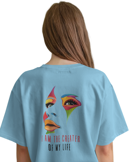 Women Oversize Tee | Printed | 100% Cotton T Shirt | Round Neck | Half Sleeves| Designed by NEOX | Vibrant Colors