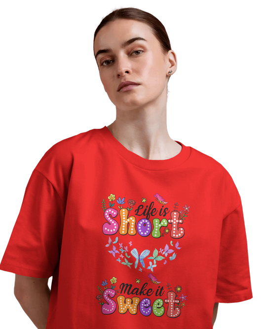 Women Oversize Tee | Printed | 100% Cotton T Shirt | Round Neck | Half Sleeves| Designed by NEOX | Vibrant Colors