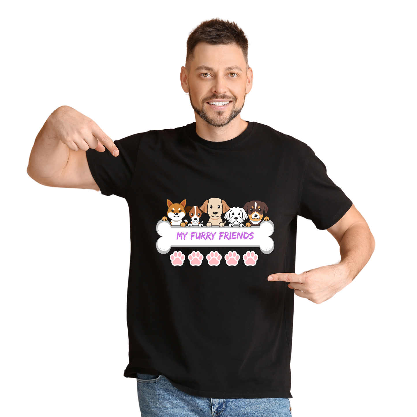 Unisex Printed Cotton T Shirt | Dog Lovers | Round Neck | Half Sleeves|100% Cotton Regular Fit T-Shirt | Women | Men |