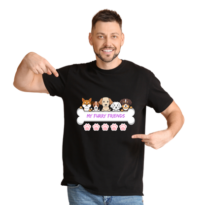 Unisex Printed Cotton T Shirt | Dog Lovers | Round Neck | Half Sleeves|100% Cotton Regular Fit T-Shirt | Women | Men |