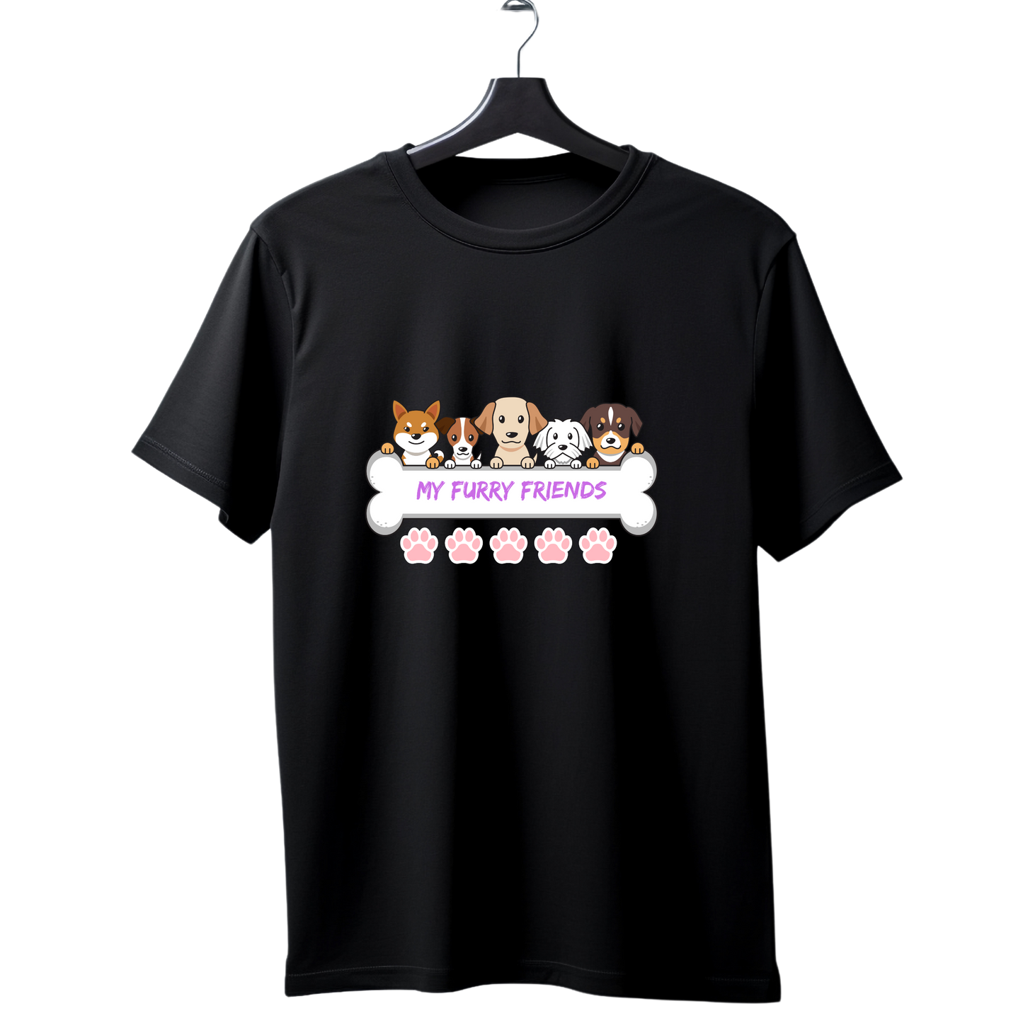 Unisex Printed Cotton T Shirt | Dog Lovers | Round Neck | Half Sleeves|100% Cotton Regular Fit T-Shirt | Women | Men |