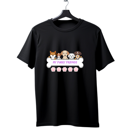Unisex Printed Cotton T Shirt | Dog Lovers | Round Neck | Half Sleeves|100% Cotton Regular Fit T-Shirt | Women | Men |