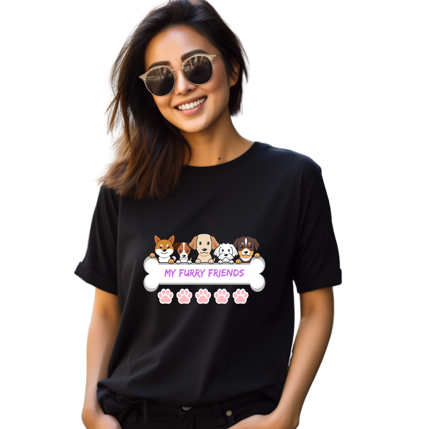 Unisex Printed Cotton T Shirt | Dog Lovers | Round Neck | Half Sleeves|100% Cotton Regular Fit T-Shirt | Women | Men |