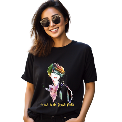 Women Printed Cotton T Shirt | Round Neck | Half Sleeves| 100% Cotton | Regular Fit T-Shirt | Teen | Teen Vibes
