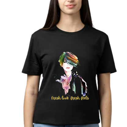 Women Printed Cotton T Shirt | Round Neck | Half Sleeves| 100% Cotton | Regular Fit T-Shirt | Teen | Teen Vibes