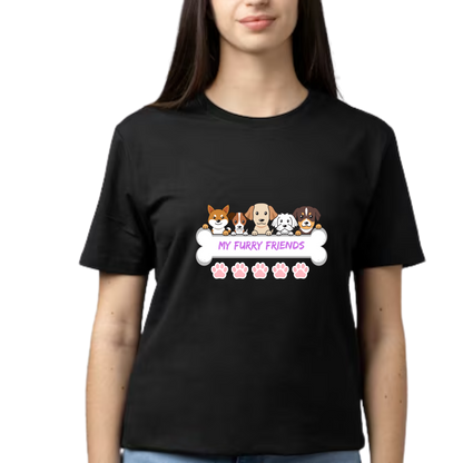 Unisex Printed Cotton T Shirt | Dog Lovers | Round Neck | Half Sleeves|100% Cotton Regular Fit T-Shirt | Women | Men |